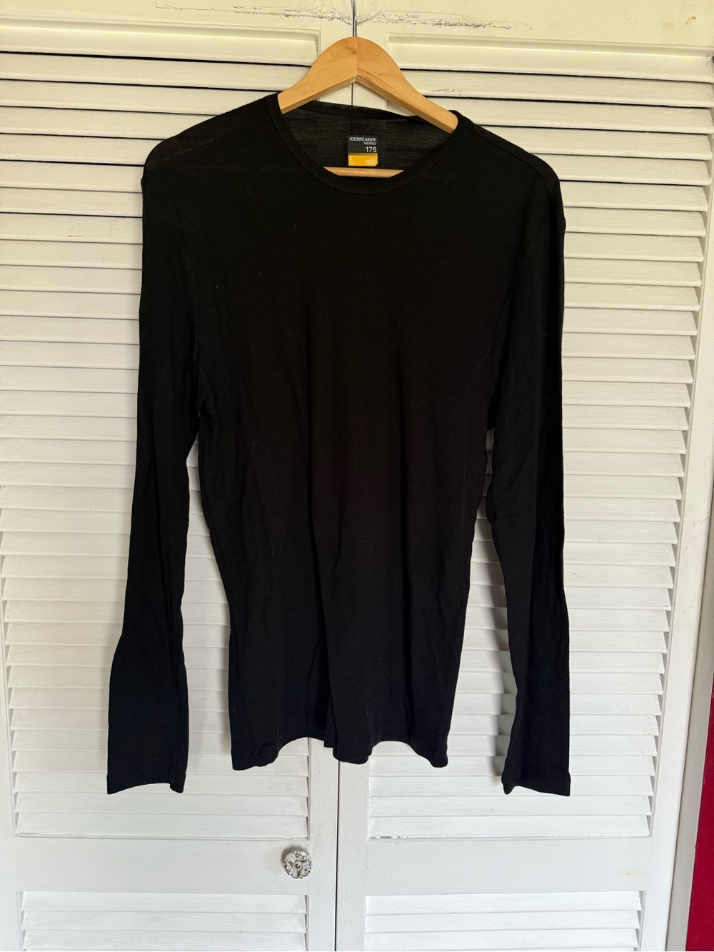 Icebreaker Black Merino Wool Crew Neck Long Sleeve